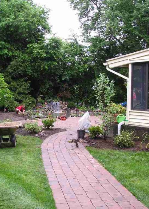 Walkway leading to patio